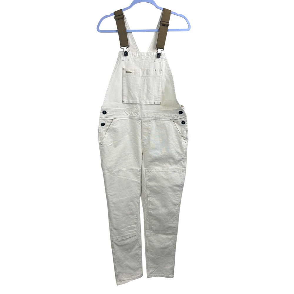REI Cooperative Men White Canvas Utility Overalls Straight Leg Size 8 Outdoor